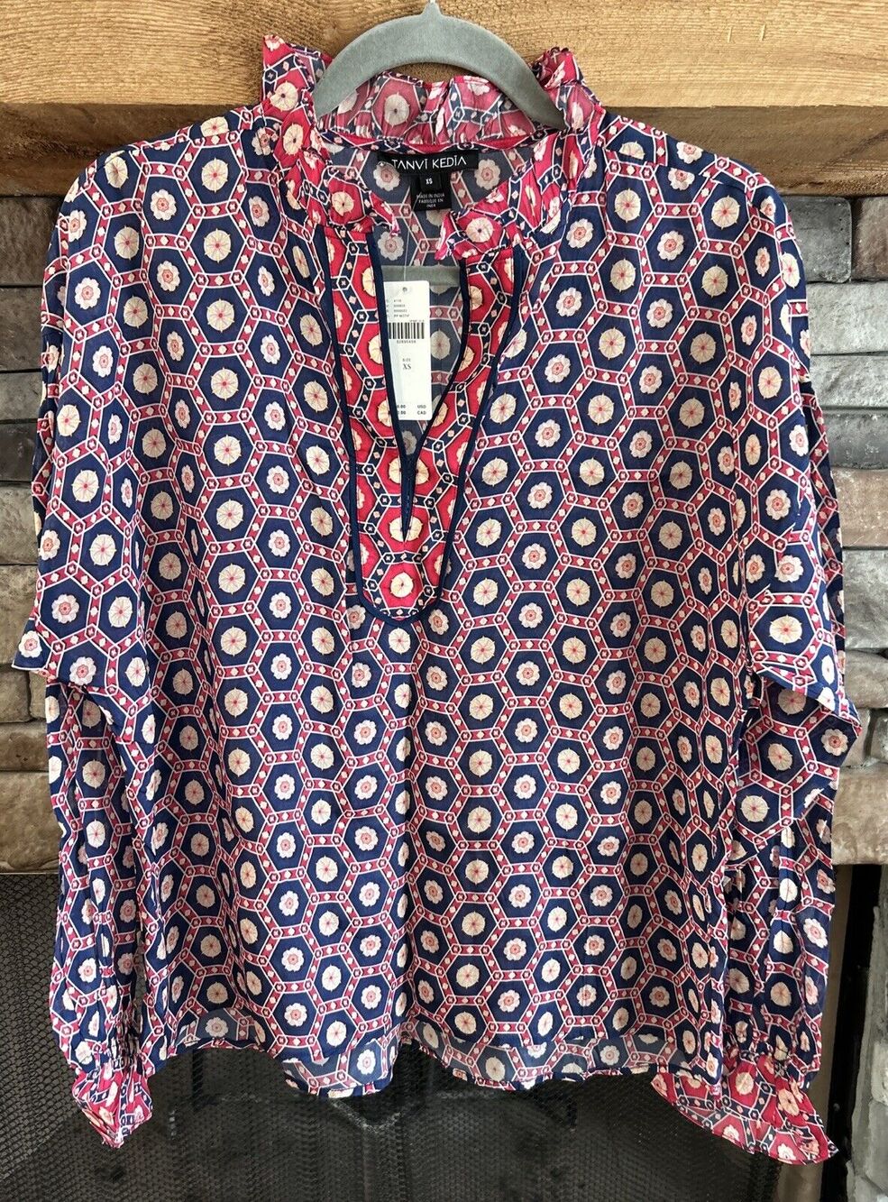 Women’s TANVI KEDIA Anthropologie Marguerite Peasant Blouse Size XS Shirt *C8